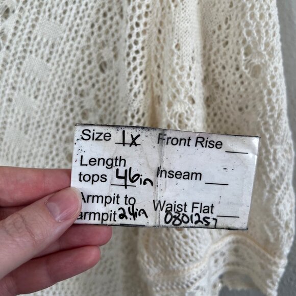 Lauren Ralph Lauren 1X White ivory Long Linen Crochet Cardigan Sweater - Picture 14 of 14